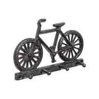 Retro Bicycle Cast Iron Hooks Rust-Proof Space-Saving Wall Mount Key Holder Rustic with 4 Hooks Tool Storage Rack Entryway