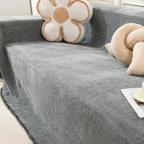Herringbone Texture Chenille Couch Cover Solid Color Wear Resistant Sofa Towel With Tassel Edge Prevent Wrinkles Sofa Cover