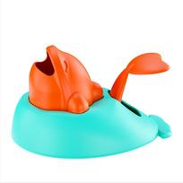 Whale Shape Pet Treat Dispenser Toy Press Mechanism Plastic Food Puzzle Toy Anti-slip Base Automatic Pet Feeder oranžinė