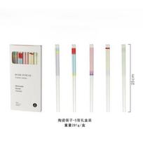 5 Pairs Ceramic Chopsticks Japanese Non-Slip Sushi Chopstick Household Kitchen Easy To Clean Dinnerware Chopstick Spoon Gift Set
