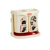 Large Capacity Wall Mounted Chopstick Cage Cartoon Pattern Draining Function No Drilling Holder Plastic Divided Compartments