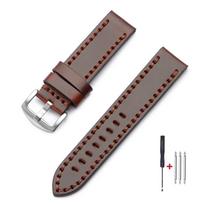 Handmade Stitching Cowhide Watch Band Vintage Waxed Top-Grain Leather Watch Strap 18mm 20mm 22mm 24mm for Men Wristwatch Bands 18mm