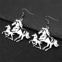 Two Horse Pony Dangle Earrings For Women Men Stainless Steel Silver Color Animal Lover Family Love Drop Earrings Jewelry Gifts