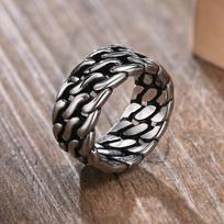 Vnox Antique Color Chain Rings for Men, Rock Punk Watchband Link Style Wedding Band Jewelry,10MM Wide Stainless Steel Accessory 12