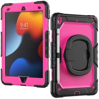 for iPad 7/8/9th 10.2'', Military Grade Shockproof Protective Silicone Cover 360 Folding Handle Grip + Handle Shoulder Strap For iPad 8th 10.2