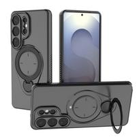 360° besisukantis magnetinis stovas telefono dėklas, skirtas Samsung Galaxy S26 S26Plus S26Ultra, belaidžio įkrovimo, atsparus smūgiams apsauginis dangtelis Galaxy S26 juoda