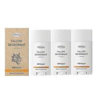 3X Grass-Fed Beef Tallow Deodorant Stick, Bergamot Scented, 48-Hour Odor Control for Underarms Private Parts, Aluminum-Free-lrg