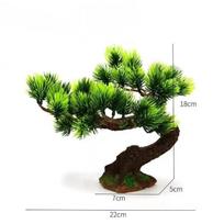 Artificial Pine Tree Bonsai Plastic Plant Aquarium Decoration Home Living Room Office Shelf Craft Ornament 22cm Height LMC20389 One Size juoda