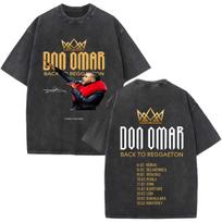 Vintažiniai plauti 2026 T-shirtai Raperis Don Omar Karalių Karalius Grafika Vyriški Moteriški Klasikiniai Oversized Hip Hop Gatvės apranga Marškinėliai L