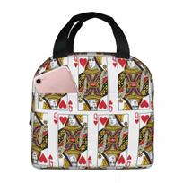 Casino Nights Red Queen Of Hearts Insulated Lunch Bag for Women Children Portable Food Boxes Thermal Lunch Box Tote One Size