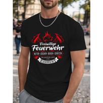 European sizes Firefighter German Streetwear Crinkle Plus Size Men's T-Shirt S juoda
