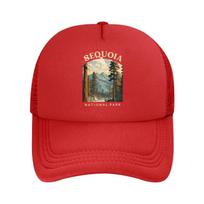 Sequoia National Park Retro Art Poster  Mesh Baseball Cap Hip Hop Adjustable