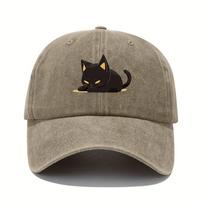 Retro style black cat printed baseball cap with adjustable sun protection suitable for all seasons casual headwear Adjustable