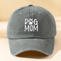 Classic washed retro dog mom printed baseball cap outdoor casual sports sun hat adjustable soft top duckbill cap Adjustable