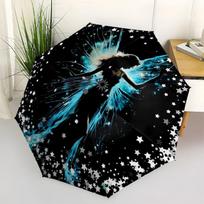 Fairy Wings Fantasy Starry Night Circular Wall Art Print PosterUmbrella with Cute Design,Portable 3-Fold Compact Umbrella for Men&Women,Vale