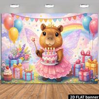 2D Whimsical Capybara Fairy Backdrop Photography Background 47.2x31.5inch/120*80cm