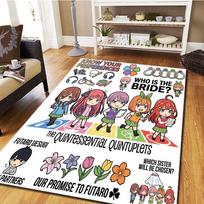 The Quintessential Quintuplets Bedroom Carpet, Living Room Rug, Home Decor Cool Movie Mat Play Floor Mat -HE68 60x90cm