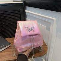 Laser Crocodile Pattern Butterfly Decorative Backpack for Women rožinė