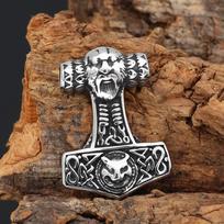 Viking Odin Goat Hammer Celtic Wolf Titanium Steel Men's Pendant Necklace