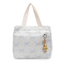 Lunch Bag For Women Easy To Clean Cute Lunch Bag Bow Lunch Box Zipper Closure For Picnic Beach Travel mėlyna