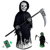 [GOKEI] Grim Reaper Cosplay 3-Piece Set: Robe, Mask, Scythe, Gloves. Perfect for Halloween, Costume Party, and Adults (Elementary, Middle, High