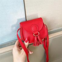 Korean Style Hook Design Mini Kids Bag Tassels PU Leather Princess Purse Solid Color Crossbody Bag Children Girls