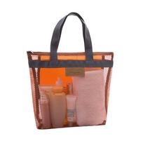 Vana Zip Mesh Beach Swimming Tote Travel Toiletry Storage Bag Bathing Wash Handbag rožinė
