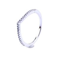 Silver-Plated Heart Wish Twinkle Ring - European & American Fashion Brilliant Wishbone Stackable Birthday Gift 52