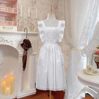 Baltas nėriniuotas prijuostė sodininkui gėlininkui apsaugantis nuo dėmių prijuostė literatūrinis retro mada baltas One size fits all white