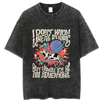 benber vintage Everybody Croaks Mushroom Frogs Tshirt Printed Short Sleeve Washed Cotton Denim T Shirt Men Y2K T-shirt Clothing Top S