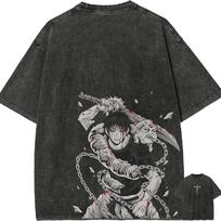benber vintage Jujutsu Kaisen Toji Fushiguro T Shirt Men Sorcerer Killer Vintage Acid Wash Streetwear Retro Japanese Anime Tees Summer S