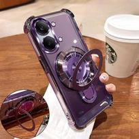 Case For O X8 Pro Max Fashion Electroplated Bezel TPU Magnetic Bracket Cover For MI O X8 Pro Lens Film Protection Poco X8 Pro Max violetinė