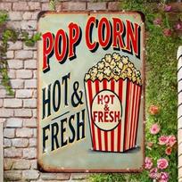 Planetjuice Planetjuice Retro Diner Vintage Popcorn Metal Poster x Inch Rustproof Aluminum Wall Art for Kitchen