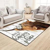 Rustic Highland Cattle Area Rug Non-Slip Carpet for Living Room,Bedroom Dorm Room Entrance Doormat Wild Animals Home Decoration 40x60cm 16x24 inch