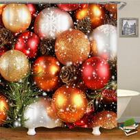 Charming Christmas Shower Curtain With Hooks Showcasing Santa Claus And Snowman For Your Bathroom Ball,150*180cm