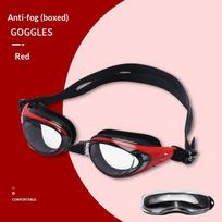 Adult Anti-fog Swim Goggles UV Shield with Soft Silicone for Lap Swimming A raudona