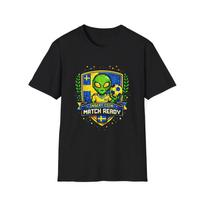 Sweden Retro Arcade Alien Soccer Crest Children's Children's T  Children's T-shirt | Insert Coin Match Ready 100