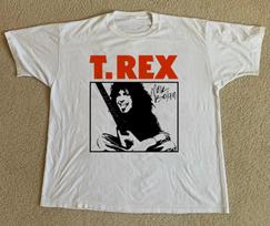 T Rex Marc Bolan Guitar Short SLeeve Cotton White All Size Shirt L