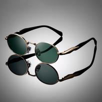 Unisex European Retro Steampunk Round Metal Sunglasses 2413