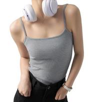 Women Bottoming Vest Sling Sleeveless Slim Fit Bottoming Tops Solid Color Ribbed Stretchy Tank Tops Daily Wear M