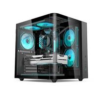MOOTHMUSHI PC Case, ATX Compatible, Mid-Tower, Pillarless Design, Curved Tempered Glass Side Panel, Quiet & High Cooling, Suitable for GamingOffice