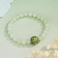 Tichya Real Shot Green Veined Jade Bracelet: Women's Summer Luxury Beaded Design. 925 Silver