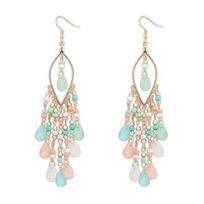 Earrings for Women and Girls Fashion Dangler Earrings | Gold Plated Long Beaded Tassel Earrings Bohemia Dangler Earrings Onesize