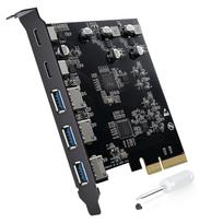 10Gbps PCIe USB C 3.2 Gen 2 card, with 3 x Type-A ports and 2 x Type-C ports, self-powered, PCI Express 3.0 x4 adapter for desktop PCs, SSD