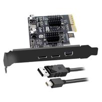 CY PCI-E Express 4x & Mini DisplayPort 1.4 Input to Dual 10Gbps USB 3.1 Type-C & 4K 60Hz Output Desktop Graphics Expansion Card Adapter ASM3142