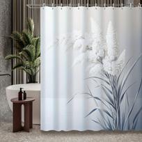 [Modern Botanical] Water-Resistant Shower Curtain - Plant Design Polyester, Grommet Top, Machine Washable,  Bathroom Decor (as the picture,W90XH180cm)