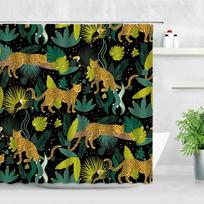 Tropical Paradise Shower Curtain, Exotic Plants & Animals, Waterproof for Bathroom Decor, Enhance Home with Nature's Beauty (as the picture,W90XH180cm)