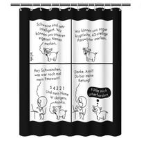 German Pig Comic Shower Curtain  Schweine sind sehr intelligent  4-Panel Humor Design Black & White Polyester Bathroom Decor (as the picture,W90xH180CM)