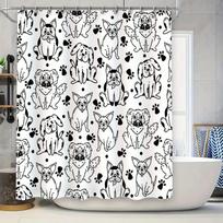 Black White Dog Cat Shower Curtain Waterproof Decorative 180x180cm Animal Print Bathroom Tubs Bath Mat Set Home (as the picture,90x180cm)