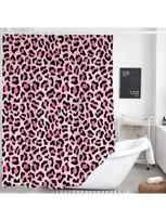 Pink Leopard Print Shower Curtain, Sexy  Tub Bath Curta, Cheetah Skin Pattern Bathroom Decor for Girl Shower Curtain Set with (as the picture,90x180CM)